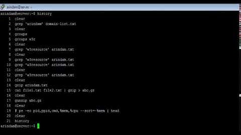 Linux - history Command - w3resource