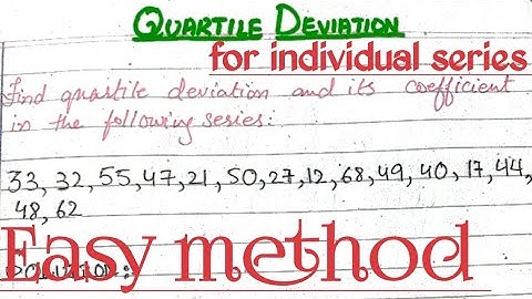 Quartile Deviation || Q.D and it