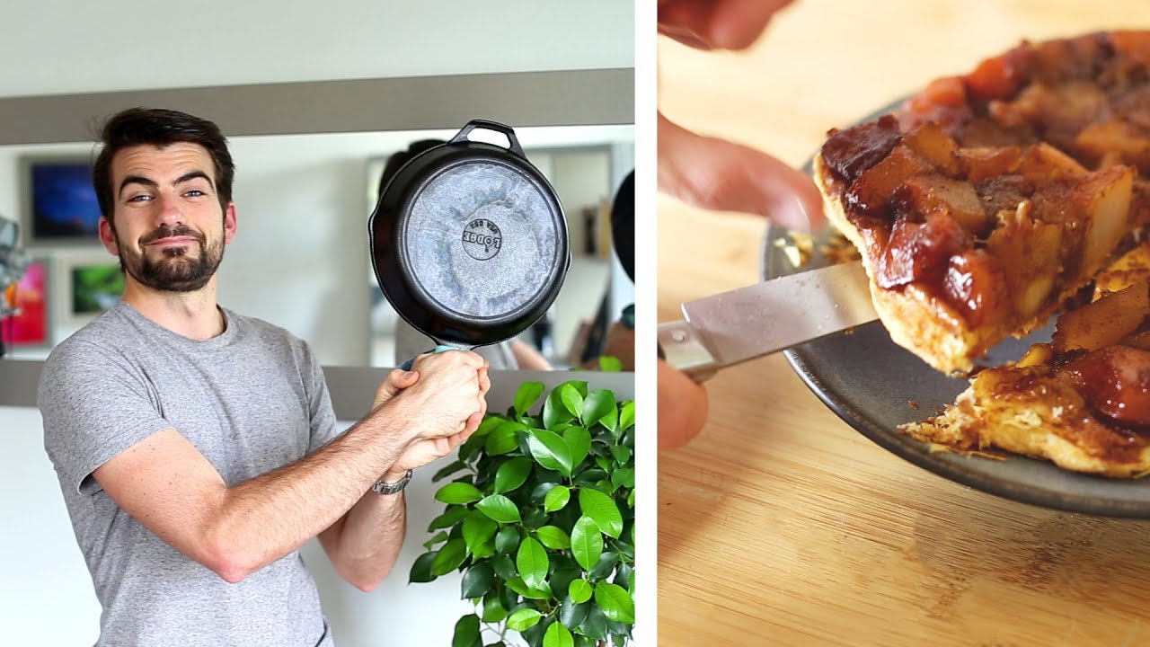 Culottage et utilisation d'une poêle en fonte : Tarte tatin - YouTube