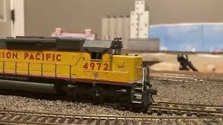 HO scale SD45T-2 with added EMD 645 startup sounds (not actual sound from model)