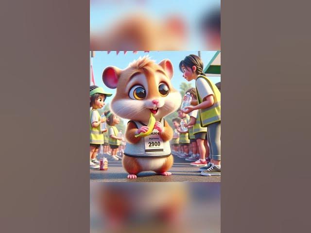 Hammy Running a Marathon #hamster #shorts #ai #cute #marathon #adventure #hammy