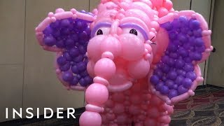 Carolynn hayman builds custom balloon costumes for parades, weddings,
and special events. her most recent creation is taffy the elephant—a
large pink creatur...