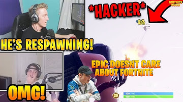 Tfue and Streamers *RAGE* at Hacker using Respawn, Aimbot, and Flying Cheats! | Fortnite Highlights