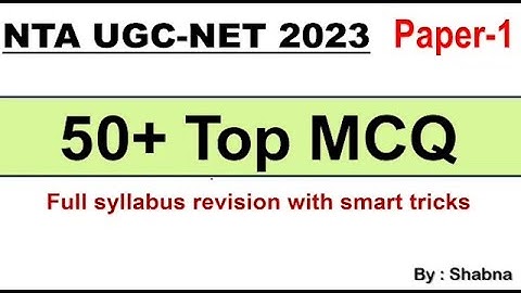 NTA UGC-NET Paper-1 Important MCQs | Paper 1 Full Syllabus Most Expected MCQ | UGC NET Paper 1 2023