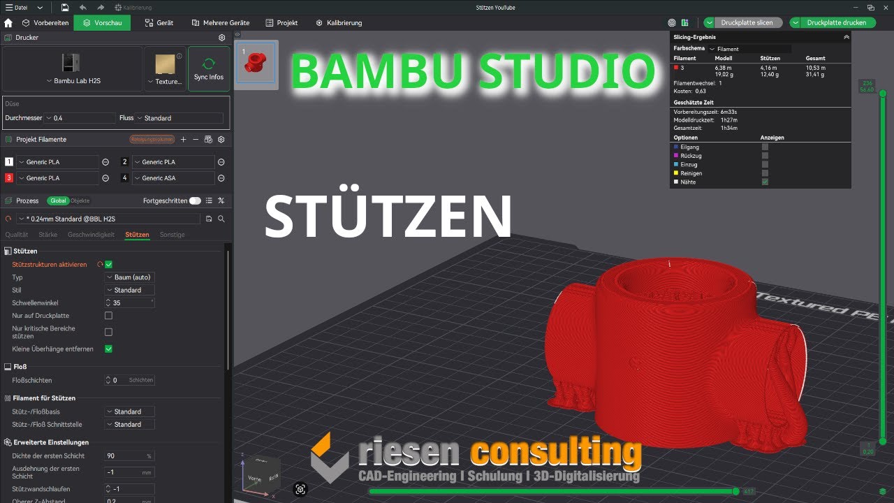 Bambu Lab Studio Stützstrukturen: Automatisch, Manuell & Überhänge richtig slicen
