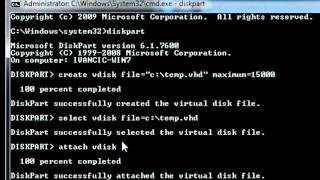 create virtual hard disk (vhd) using diskpart (windows 7)