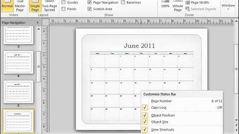 Publisher 2010 Tutorial The Status Bar Microsoft Training Lesson 1.9