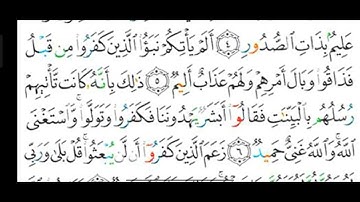 #قراءة وشرح أحكام التجويد لسورة ( التغابن ) آية رقم ( ٥، ٦ ).  وشرح كيفية نطق التاء المتحركة.