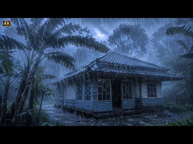 Heavy Rain & Strong Wind Sounds for Deep Sleep 🌧️ Cozy Rainstorm at Night | Relaxing Nature Ambience
