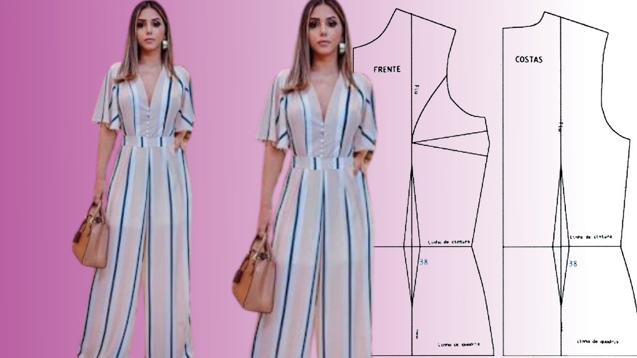 Como Fazer esse Macacão lindo com manga godê (Interpretação de Modelo e Molde)