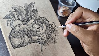 Dibujando a Goku SSJ 4 en Madera✨- Dragon Ball GT - DrawZec