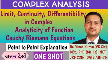 Limit, Continuity, Differentibility in Complex |  Analyticity of Function | Cauchy Riemann Equations