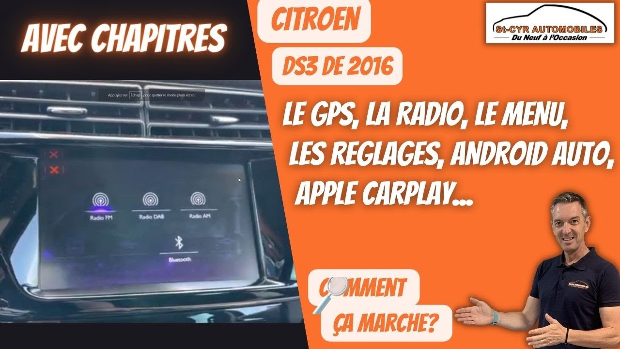 Citroen DS3,DS,C4 Guide complet GPS, radio, Bluetooth, Carplay, Android