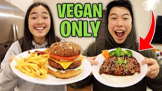 My Boyfriend Made Us Eat VEGAN | Full Vegan Mukbang | Zach & Tee