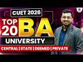 CUET 2026 Top 20 BA University | Best Colleges for BA Admission 2026 | Colleges & Universities List