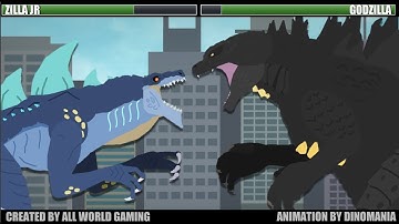 Godzilla vs. Zilla Jr with healthbars | Fight Animation