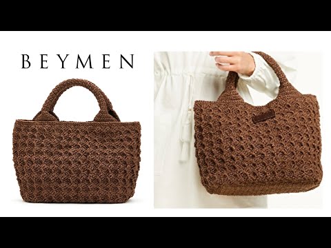 BEYMEN MARKA ÖRGÜ HASIR ÇANTA YAPIMI 🤎- EASY CROCHET BAG