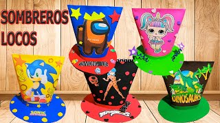 yermo En necesidad de Tanga estrecha Sombreros locos de personajes para la temporada del día del niño - YouTube