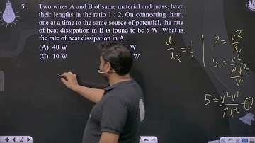 Two wires A and B of same material and mass, have their lengths in the ratio 1 : 2. On connectin....