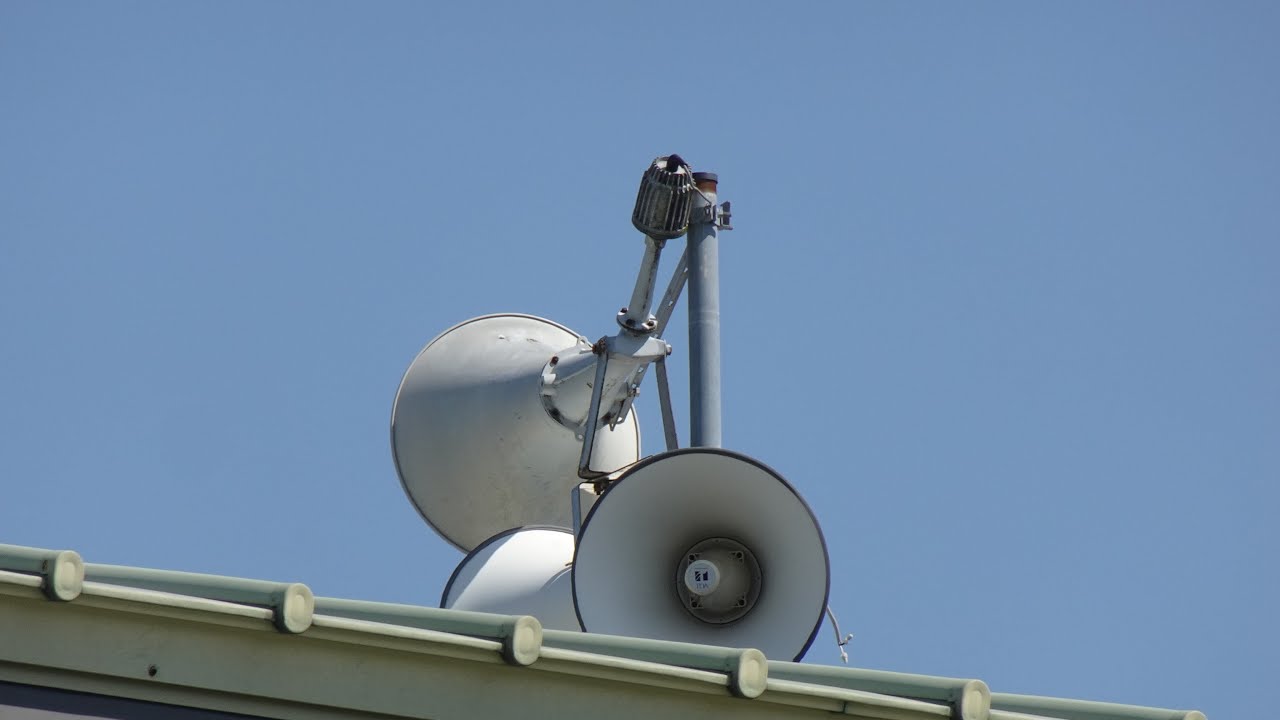 【雑音多め】長崎県長崎市平和公園有線放送チャイム11時02分　蓮田系？『原爆を許すまじ』