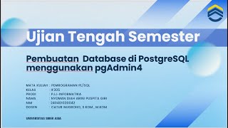 Pembuatan  Database di PostgreSQL menggunakan pgAdmin4