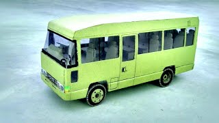 How to make rc bus with cardboard | remote control toyota coaster ex mini bus and homemade