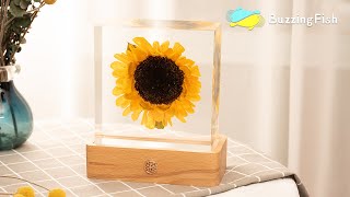 🌻 How To Preserve a Full Sunflower in Resin! Resin Night Lamp 🌻 - Resin Art