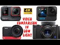 Insta Ace Pro vs. GoPro Hero12 vs Insta 360 RS one inch Leica  vs Sony ZV-1 Low Light Comparison