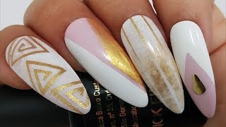 4 inspirações para unhas decoradas nas cores BRANCA, ROSA e DOURADA