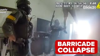 Caught on camera: Barricaded suspect falls from ceiling, arrested