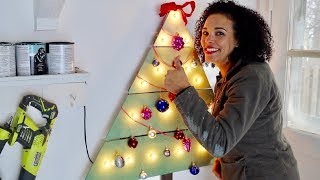 https://ThriftDiving.com - You can make a really easy wall-mounted Christmas tree if you don