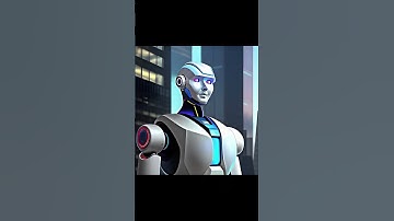 Robot in futuristic city - generative ai