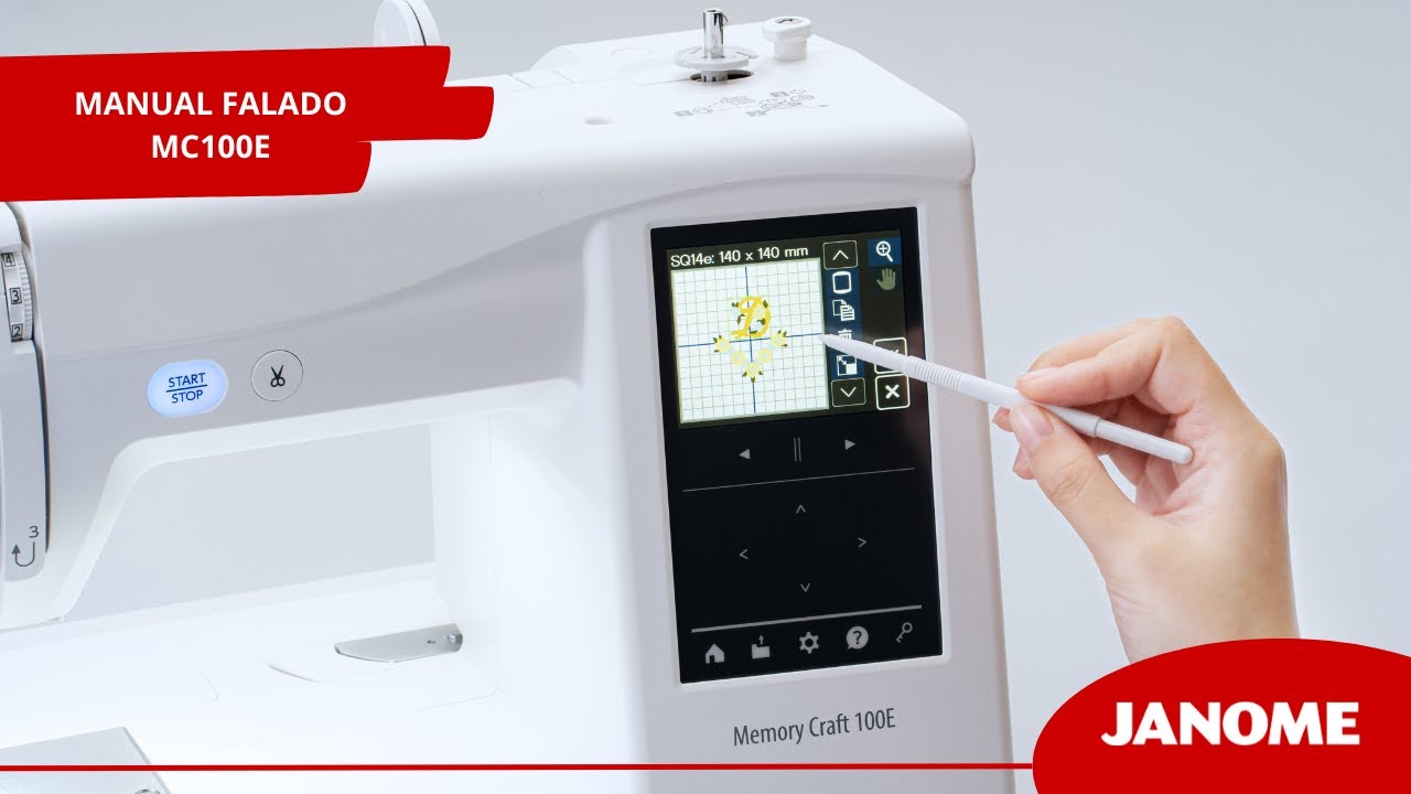 Manual falado da máquina de bordar Janome MC100E