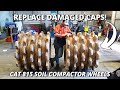 Replace DAMAGED Caps on Caterpillar 815 Soil Compactor Wheels | Welding & Arc Gouging