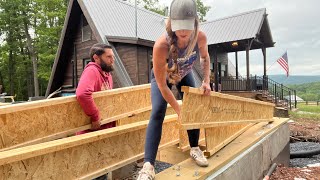 Floor Joists &amp; Building A Block Wall | A-Frame Cabin Addition