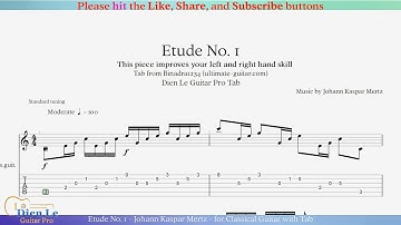 Etude No. 1 - Johann Kaspar Mertz - for Classical Guitar with Tab