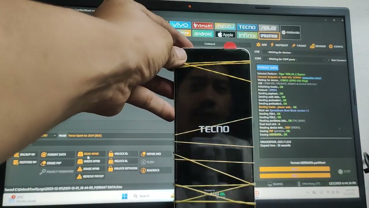 Tecno spark go 2024 factory reset FRP via unlocktool 