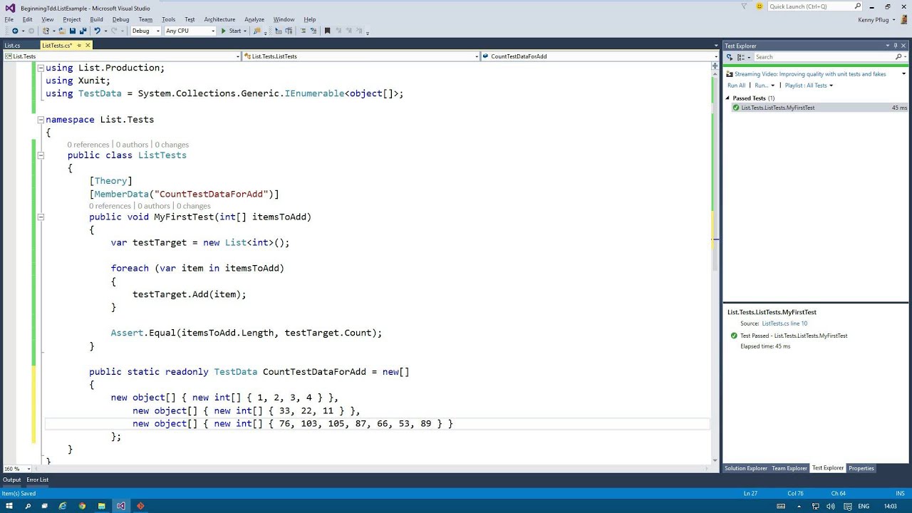 Beginning TDD - First Run Through Red-Green-Refactor-Commit Cycle - YouTube