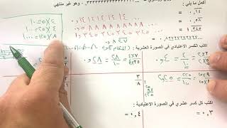 الصف السابع الفصل الثاني : بند ( ٧-٣ ) التحويل بين الكسور الاعتيادية والكسور العشرية