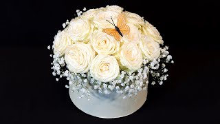 How To Make A White Rose And Gypsophila Hat Box Design