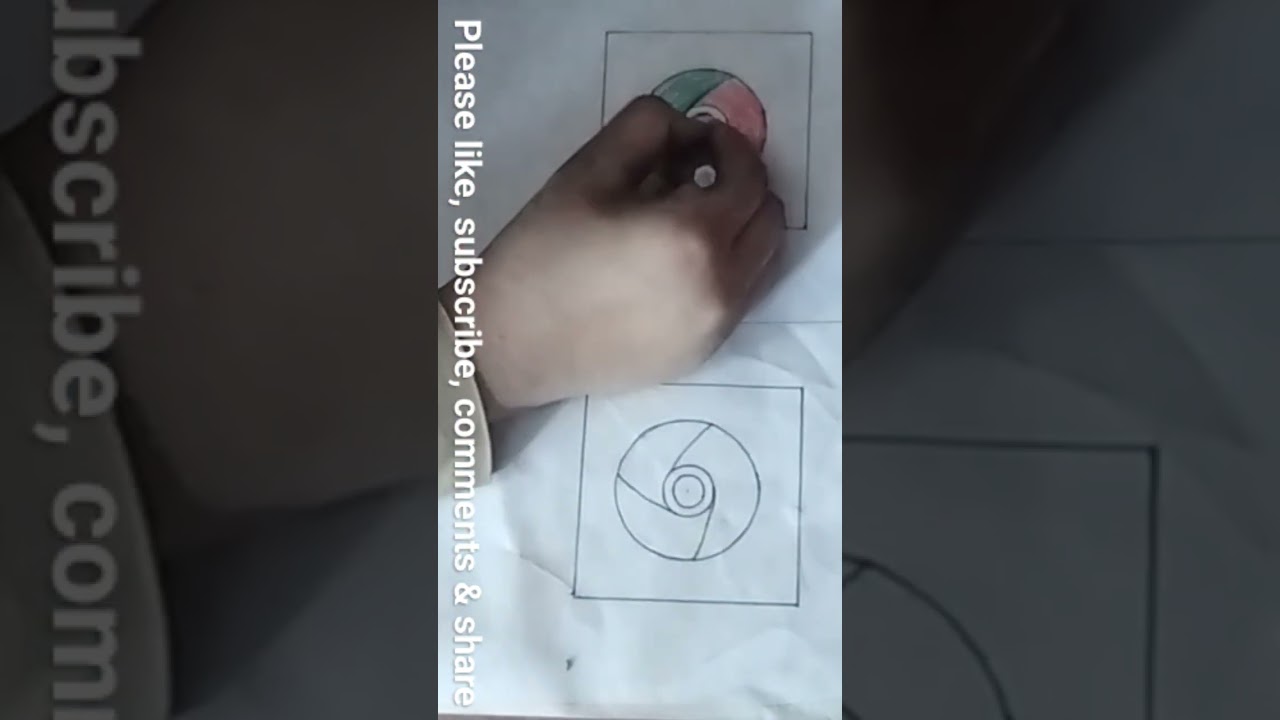 draw chrome logo with pencil & crayons colour| 