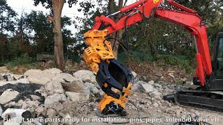 log grapple mini excavator rotating wood grapple timber grapple with hydraulic rotator