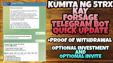 KUMITA NG 5TRX KAY FORSAGE TELEGRAM BOT QUICK UPDATE + PROOF OF WITHDRAWAL | OPTIONAL INVESTMENT