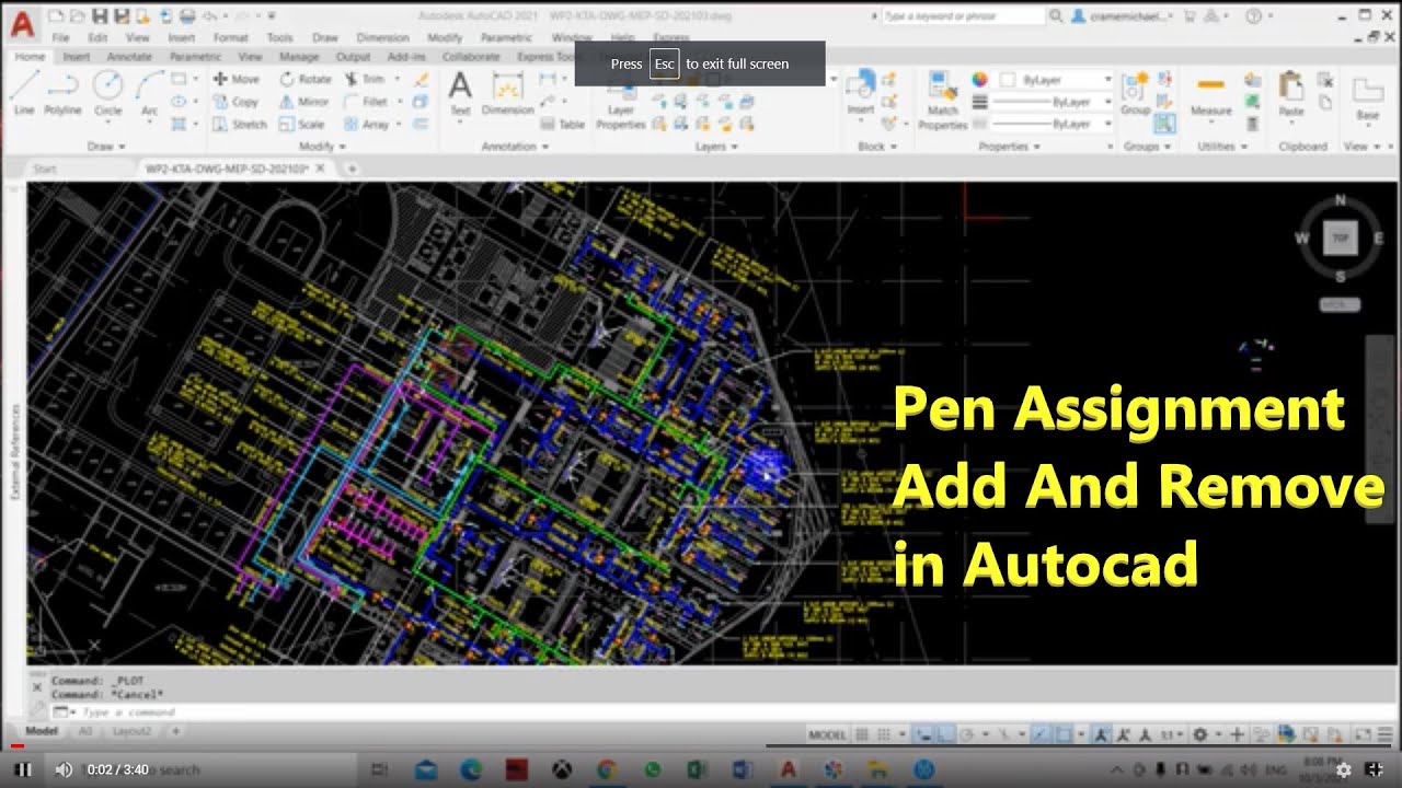 how to put pen assignment in autocad