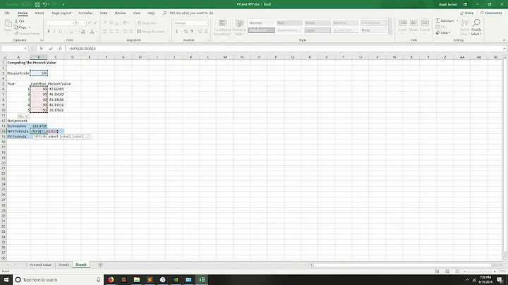 Finance Modelling in Excel: NPV and PV Calculations