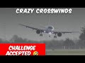 Crosswind sideways landing  hisky at dublin airport during high winds