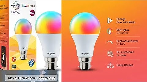 wipro  Smart LED Bulb.with Music Sync Compatible with Amazon Alexa and Google Alexa. wifi inbuilt
