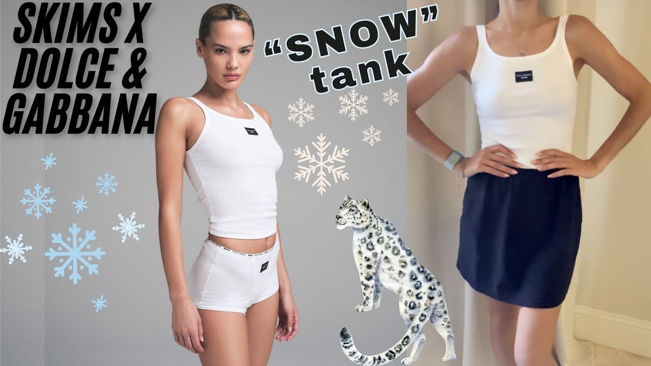 SKIMS x Dolce & Gabbana | COTTON RIB SCOOP TANK SNOW | The Fashion