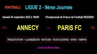 ANNECY - PARIS FC : match de football de la 9ème journée de Ligue 2 - Saison 2023/2024