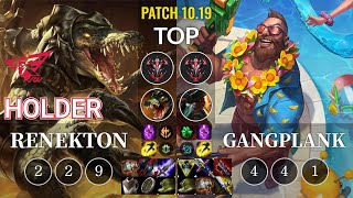 RW Holder Renekton vs Gangplank Top - KR Patch 10.19